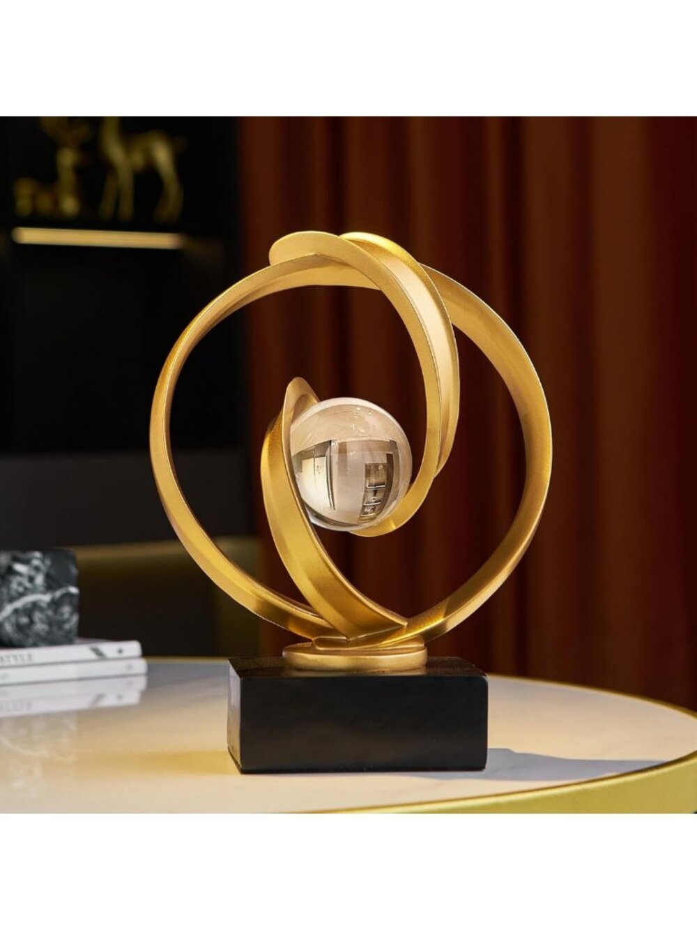 Abstract Gold Sculpture | Modern Art Statue for Living Room Decor | Chic Home